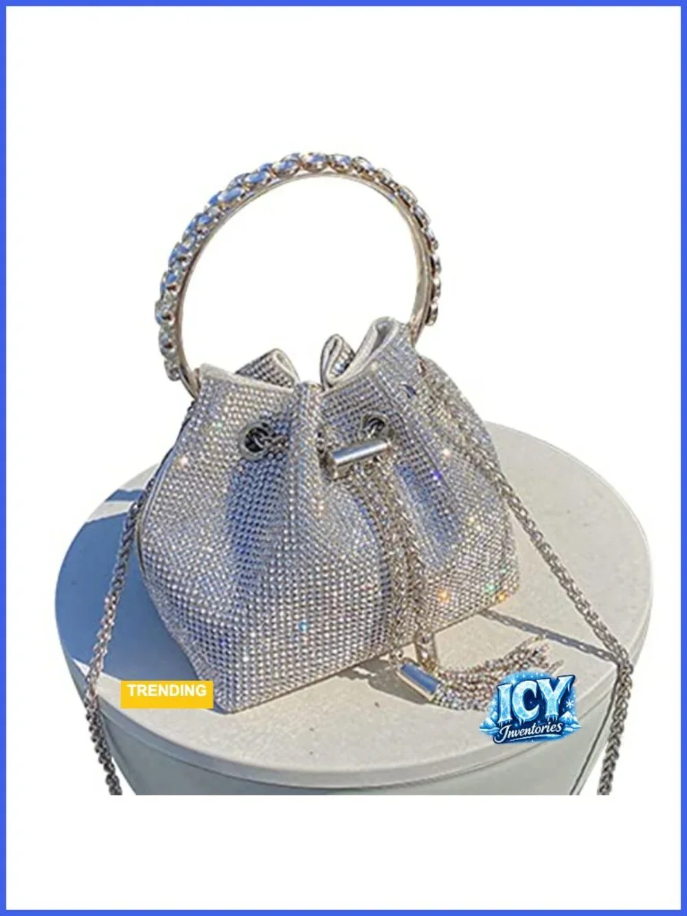 Sparkly Rhinestone Evening Bag Clutch Purse with Chain Shoulder Strap for Party